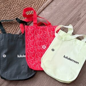 lululemon athletica Trio Tote Set - Charcoal, Vibrant Red, Soft Lime